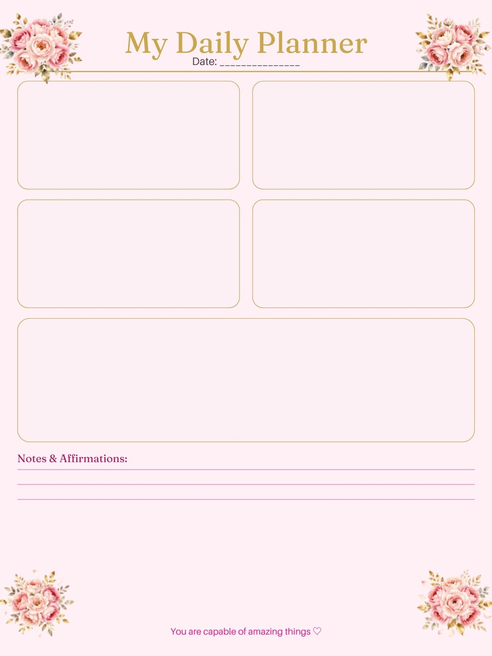Floral Pink Daily digital planner